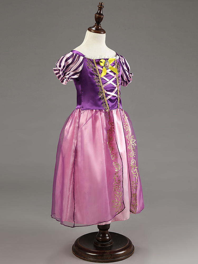 F68104 purple fairy tale long hair princess dress children cosplay costume